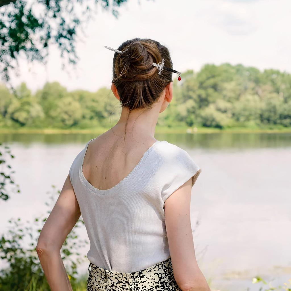 Bastone per capelli in stile cinese, design a spada, bacchette per capelli, forcina per capelli, chignon, accessori per capelli da donna