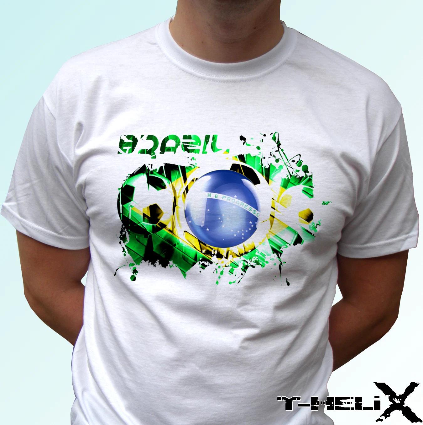 

Brazil football flag - white kids boys T-Shirt top soccer tee - s s kids baby 120