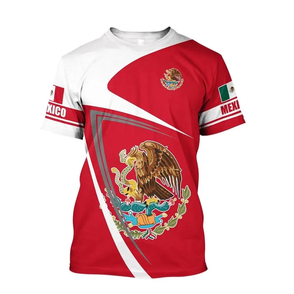 MEXICO Eagle Snake 3D Print Men's Fashion Comfy Breathable T-Shirt, New Casual Round Neck Short Sleeve Tee For Spring Summer Men's Clothing
