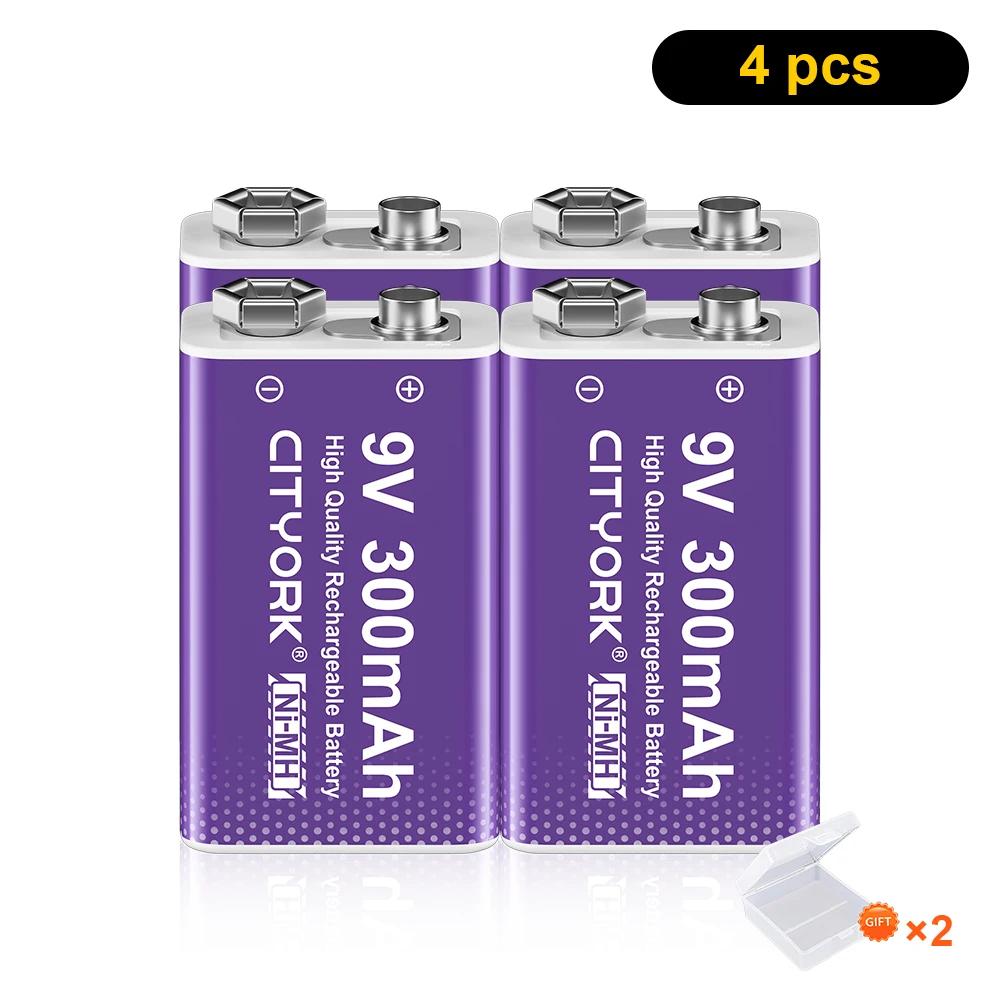 Cityork 9V NIMH Akku 6F22 9 Volt NI-MH Batterien 9V für Rauchmelder Spielzeug Drahtlose Kameras Metalldetektor