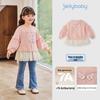 JELLYBABY 7A Antibacterial Girls' Spring/Autumn Spliced Gauze Skirt Sweatshirt