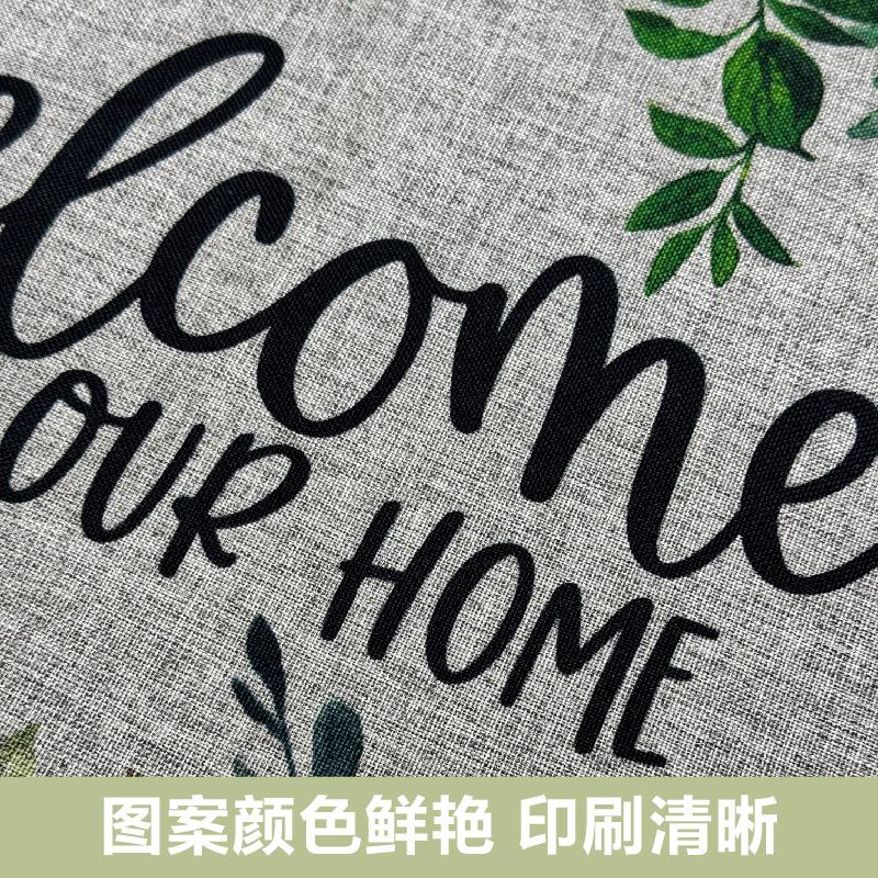 Floral Linen Floor Mat Printed Courtyard Entrance Door Mat Anti Slip Bathroom Floor Mat Carpet