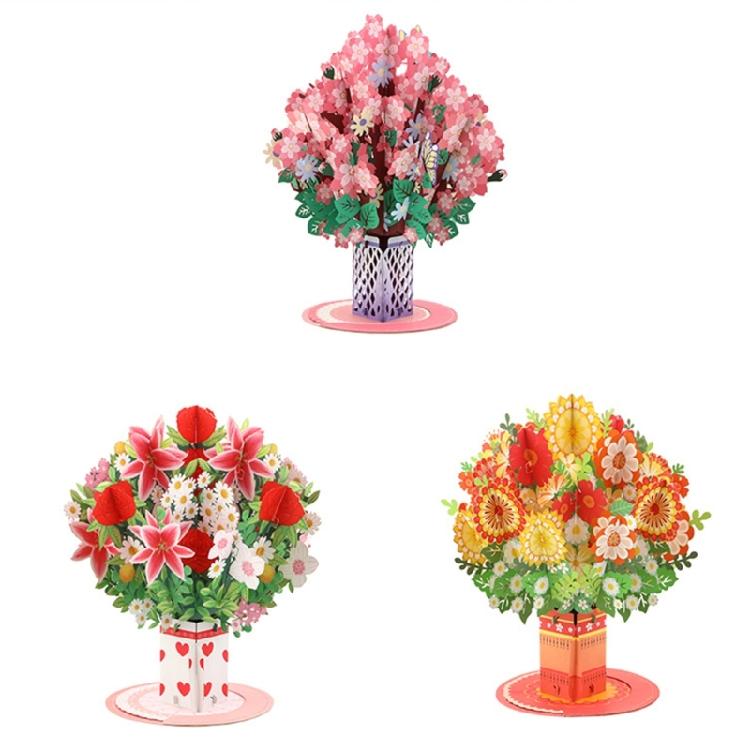 3D Foldable Greeting Card With Envelope Unique Foldable Greeting Card Flower Bouquet Card for Celebratory Event