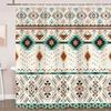 Southwest Tribal Abstract Geometry Retro Shower Curtain Bohemian Style Fabric Bathroom Decoration With Hook