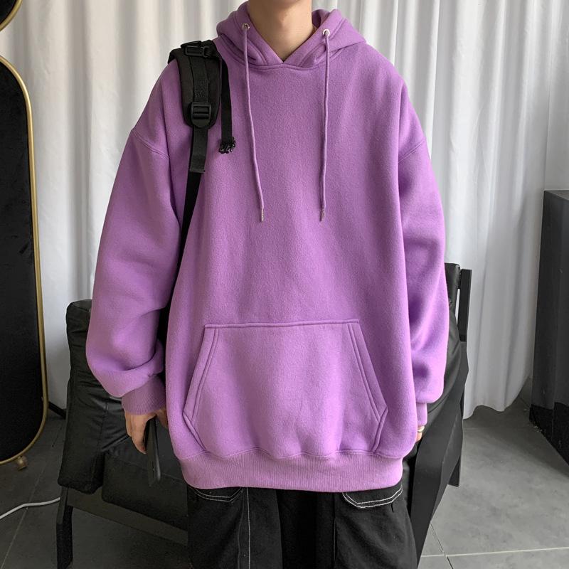 Solid Color Sweater Spring And Autumn Hong Kong Style Couple Hooded Jacket Loose Trend Student Autumn Clothes