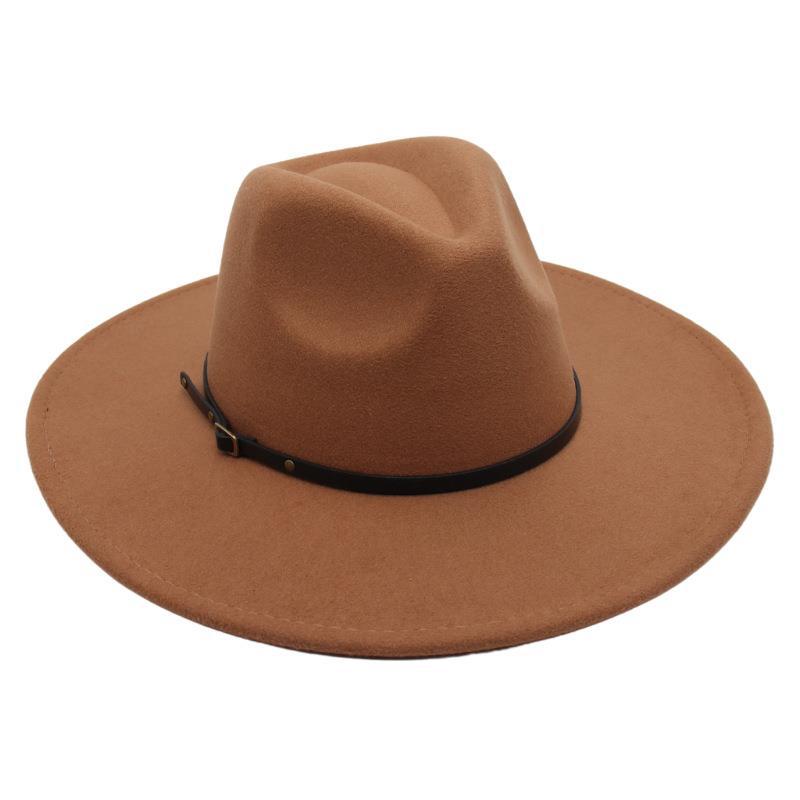 Belt Buckle Top Hat Jazz Hat Men'S And Women'S Felt Hat Woolen Hat Wool Versatile Street Shot