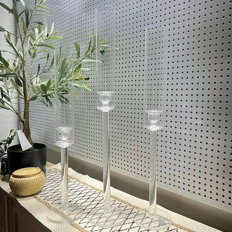 Acrylic Candle Holder for Table Centerpieces,Candlestick Holders for Wedding Living Room Decor, Use for Flameless Led Taper Cand