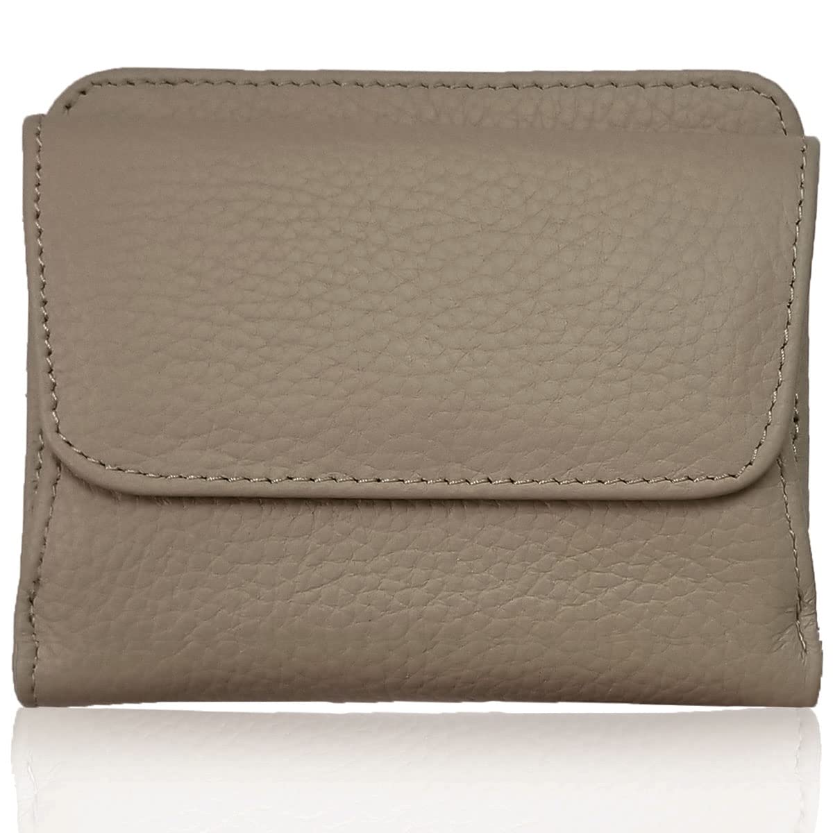

Gisele Mini Wallet, Thin Genuine Leather, Compact, Coin Purse, Skimming Prevention, Box-Shaped, Simple, for Men and Women (Medium Taupe)