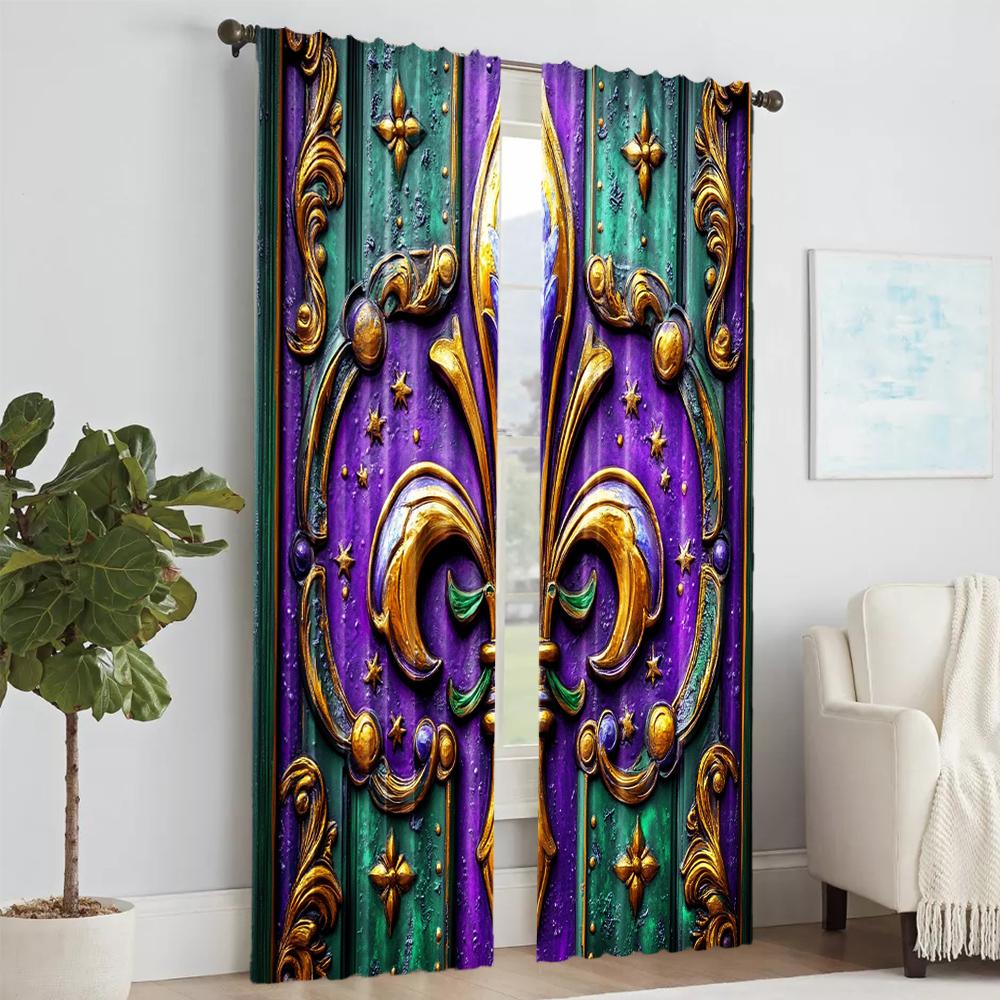 Set Of 2 Versatile Polyester Transparent Curtains Home Decoration Mardi Gras Use Bedrooms Living Rooms Curtain Ideal For Area