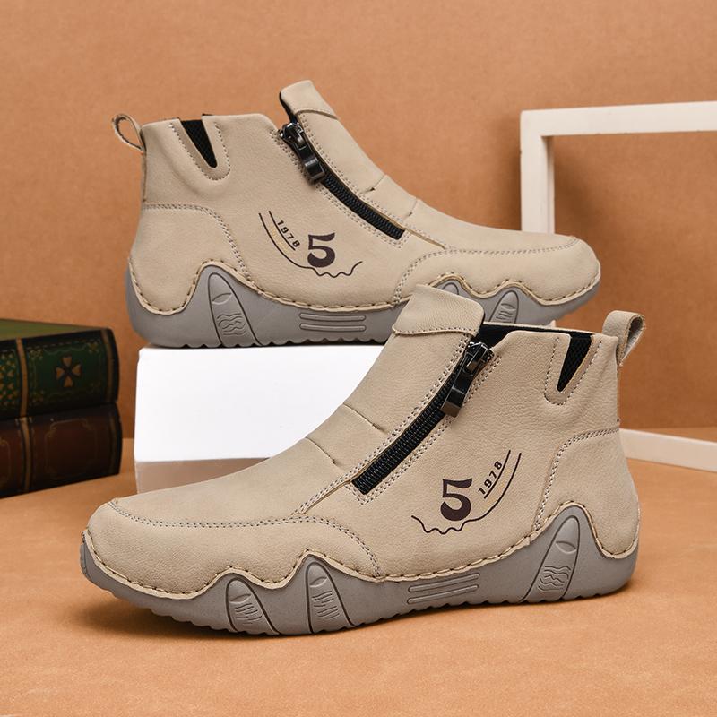 Women's High-top Casual Sneakers Handmade Leather Shoes Ankle Boots Spring & Autumn