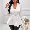 Women Jacquard Textured Single Button Slim Fit Long Sleeve Jacket, Vacation Style Fashion Outerwear