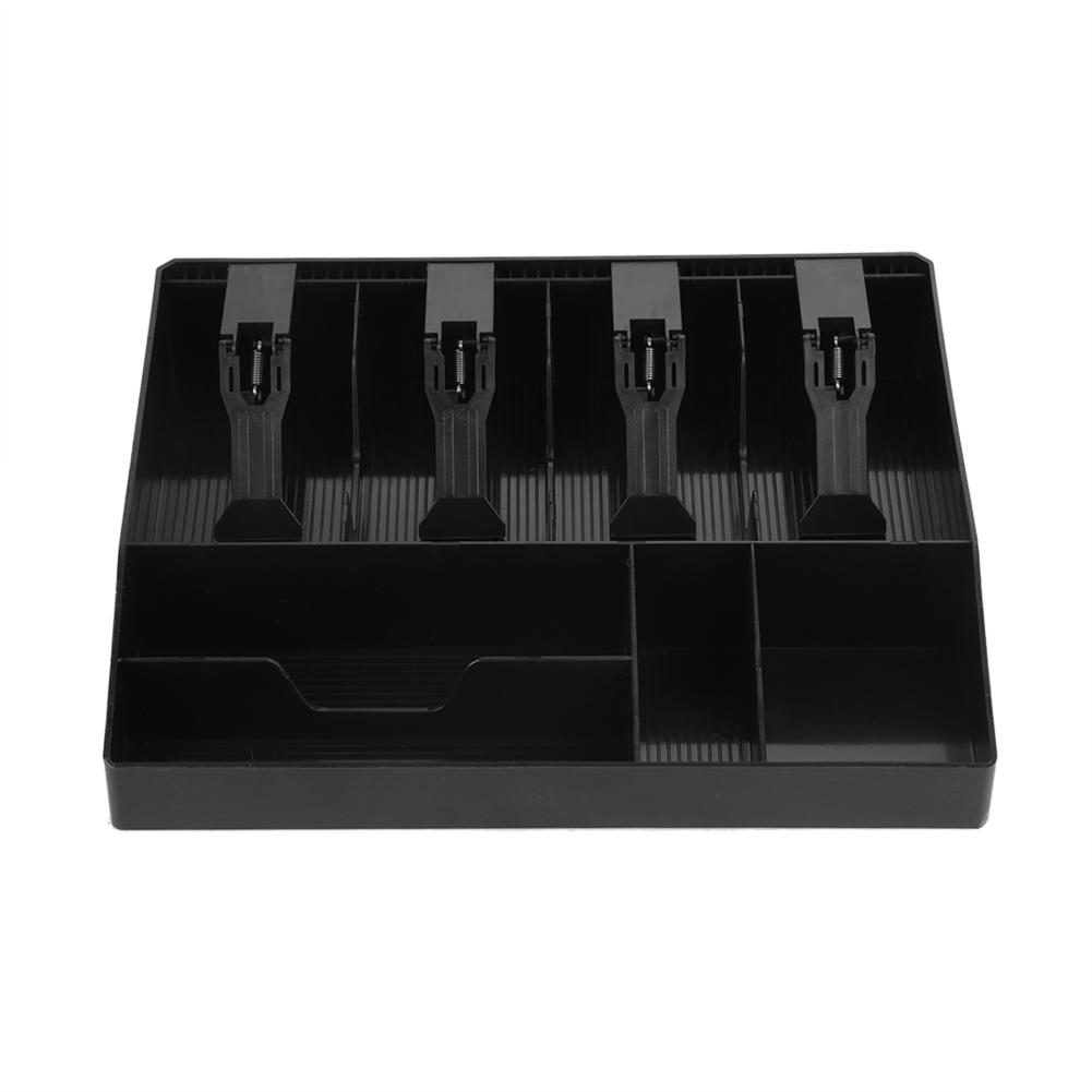 Eight Grids Cash Drawer Register Insert Coin Tray Cashier Tidy Storage Safe Box (Black)