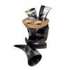 Medieval Authentic Ceremonial Viking Drinking Horn Set of 4 Wooden Stands Wood
