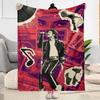 Michael Jackson Vibrant Pop Icon Portrait Blanket Warmthful Decor Suitable For Chair Sofa Bedding For All Occasions Digital Print Birthday Christmas G