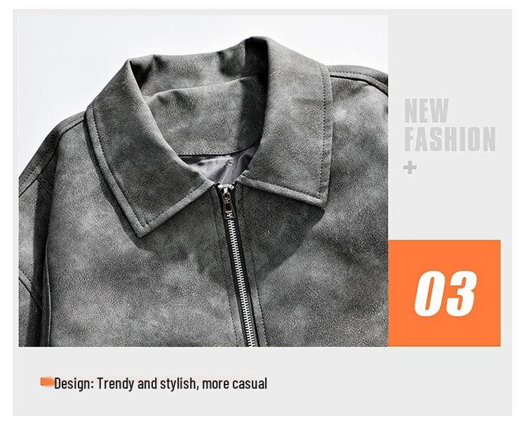2025 Men's Retro PU Leather Motorcycle Bomber Jacket