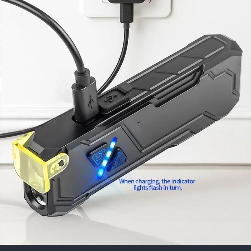 RGB LED Flashlight USB Rechargeable Color Changing Multi Mode Built in Battery Emergency Work Camping Outdoor Torch