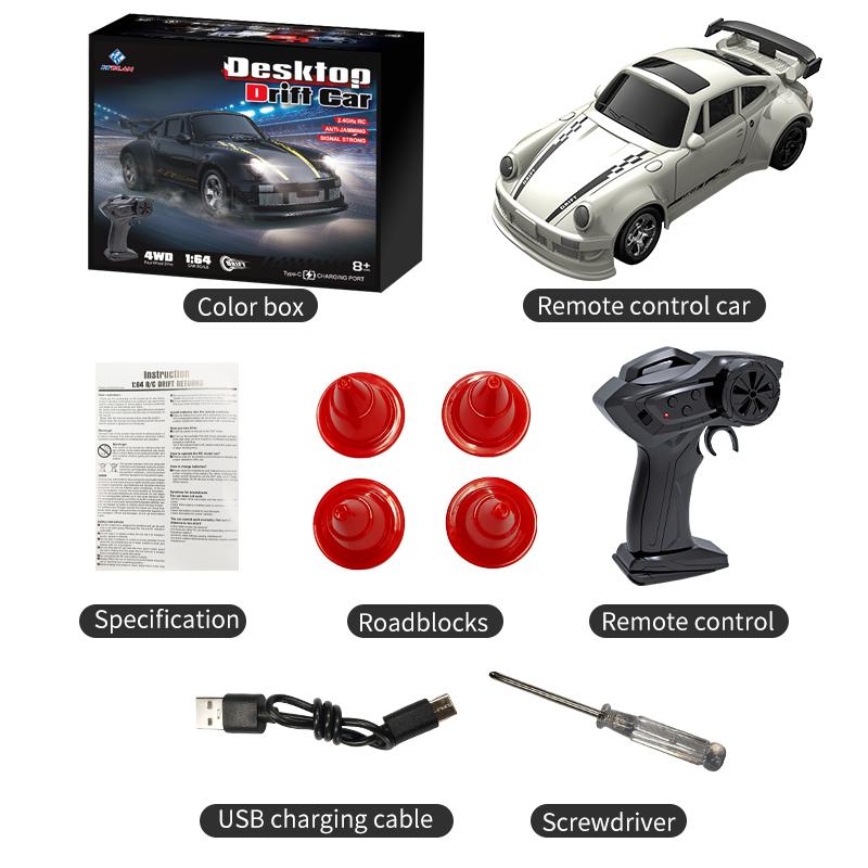 AAXK1 New 4WD 2.4GHZ RC Simulation Mini Drift Car Palm Racing Model Desk Toys 1/64 Scale Remote Control Car Gift for Children Boys.