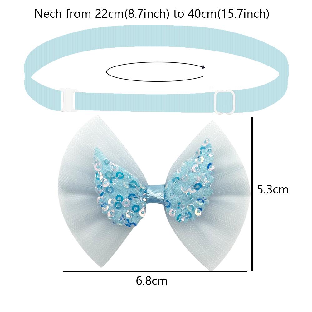 50/100pcs Summer Party Pet Dog Bowties Pet Bulk Angel Wing Lace Sequin Decor Dog Collar for Medium Small Dog Cats Pet Supplies