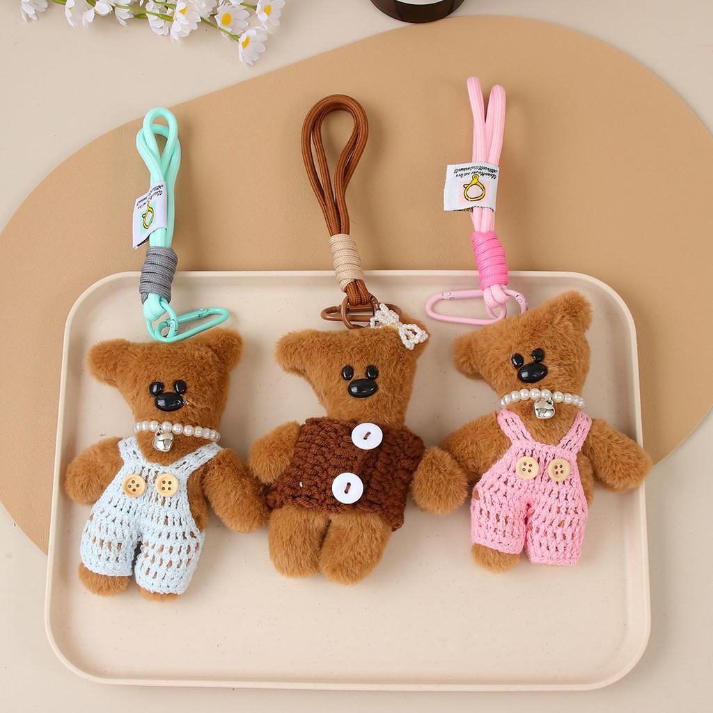 Plush Bear Keychain With Cartoon Design For Car And Bag Decor
