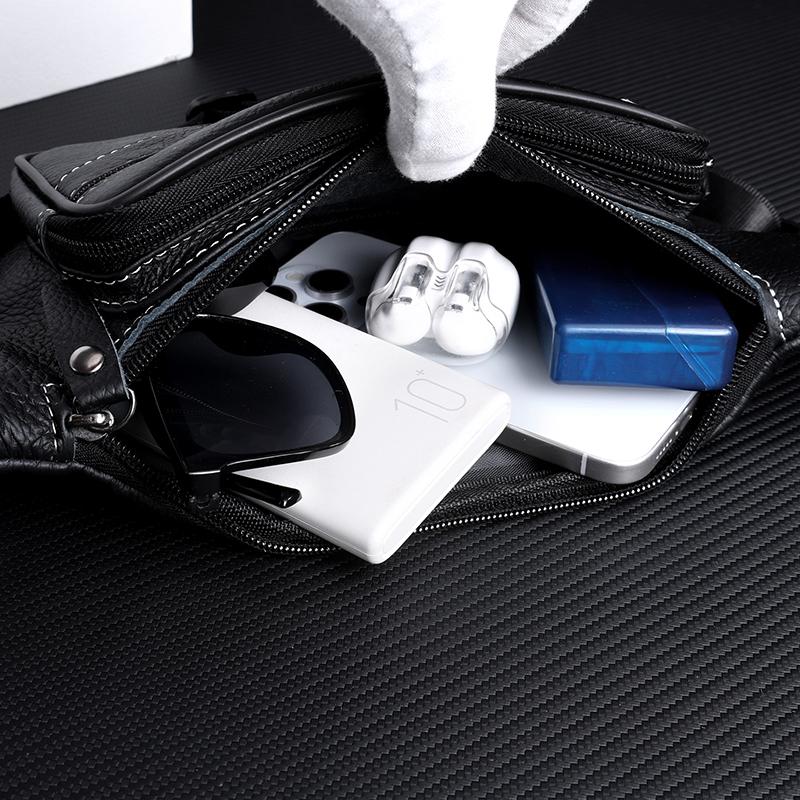 PU Waist Bag Men's Mobile Phone Bag Outdoor Sports Cycling Chest Bag