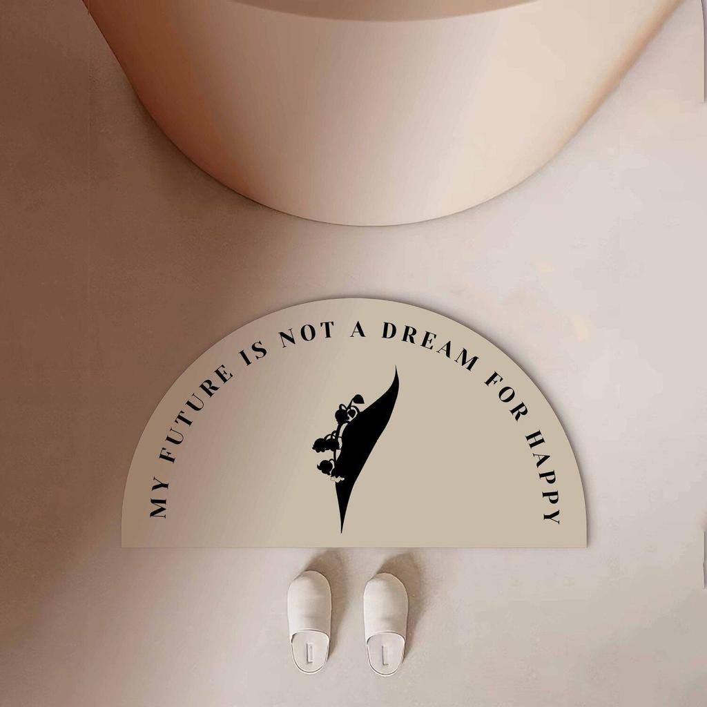 Tulip Lily Half circle Water absorbing Bathroom Soft Mud Toilet Door Non slip Foot Mat Quick drying Door Mat