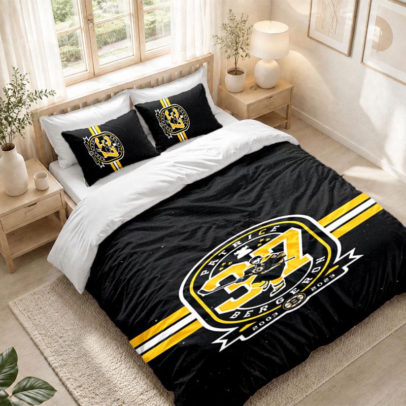 Bedding Set 1 Duvet Cover 2 Pillowcases Boston Bruins Print Bedroom Home Decoration