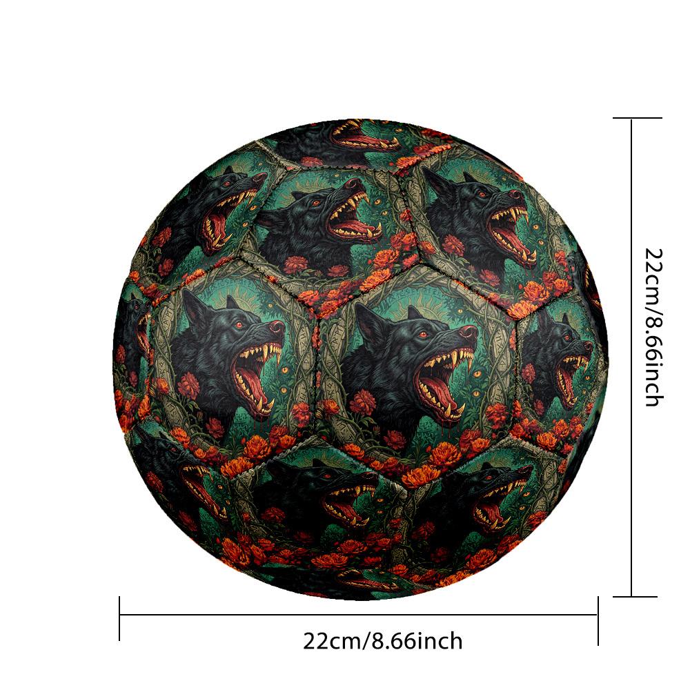 1pc Wolf Amidst Flowers Theme Soccer Ball Football, Size 5, Lightweight PVC, Durable Outdoor Training Soccer Ball, Gift m61474