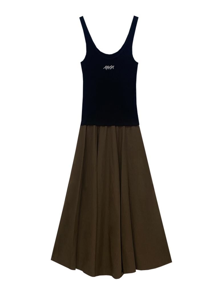Meuameu Logo Sleeveless Layered Dress
