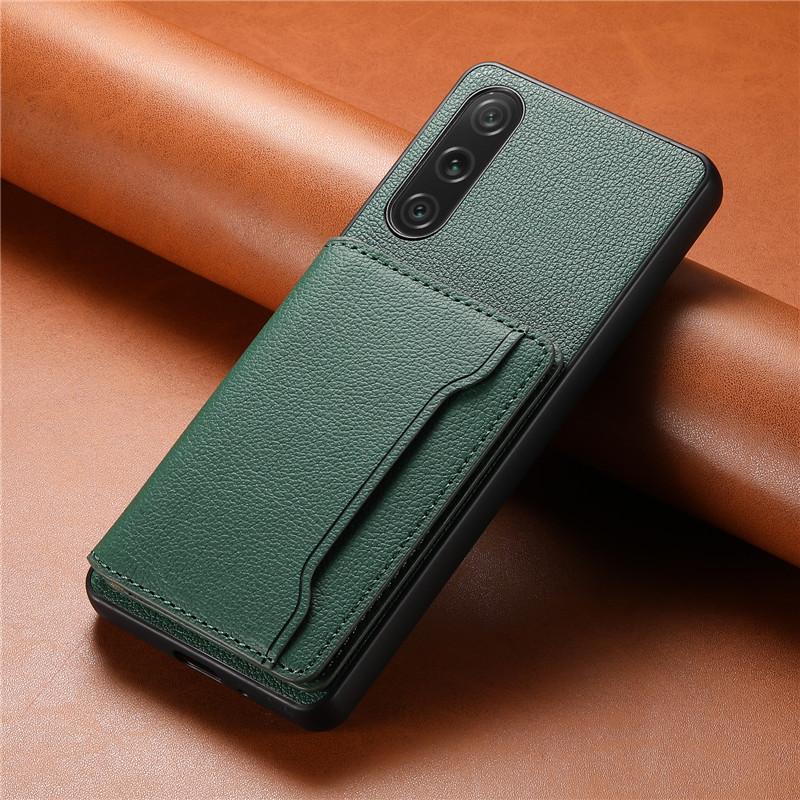 

Luxury Multifunctional PU Leather Wallet Phone Case Coque For Sony Xperia 1 5 10 IV 1V 10V 5III 1VII Card Holder Shell Cover For Xperia 1 VII зелений