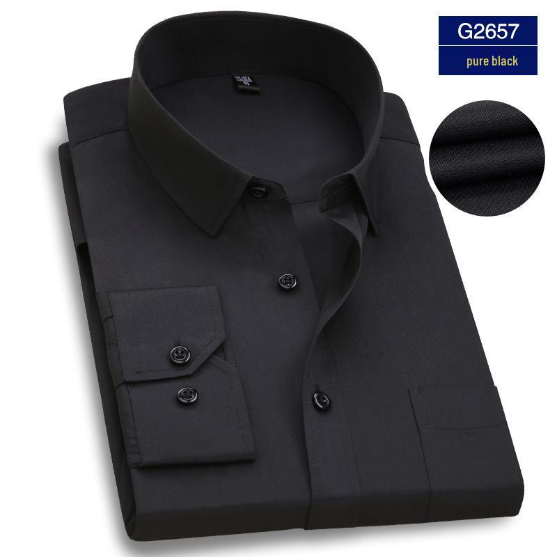 Herre Profesjonell Langermet Hvit Businessskjorte med Brodert Logo, Rynkefri.