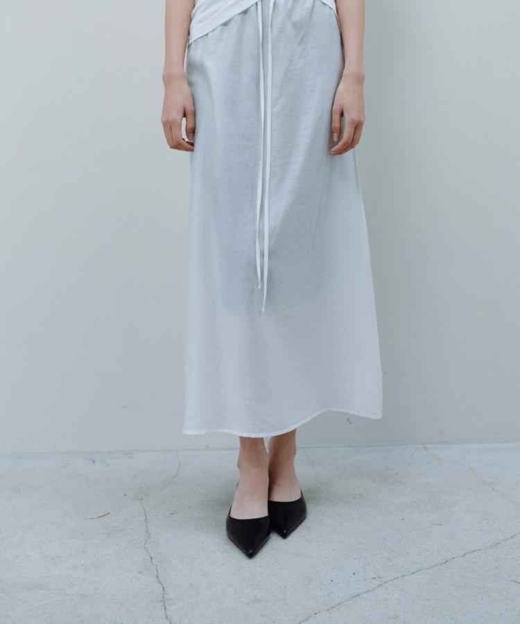 Kasel Sheer Long Skirt, White