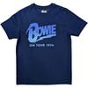 David Bowie T Shirt On Tour 1974 New Official Unisex Denim Blue