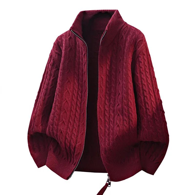 Men Knitted Cardigan Man Vintage Stand Collar Cardigan Men Oversize Loose Sweater Autumn Male Casual Sweater Korean Jackets