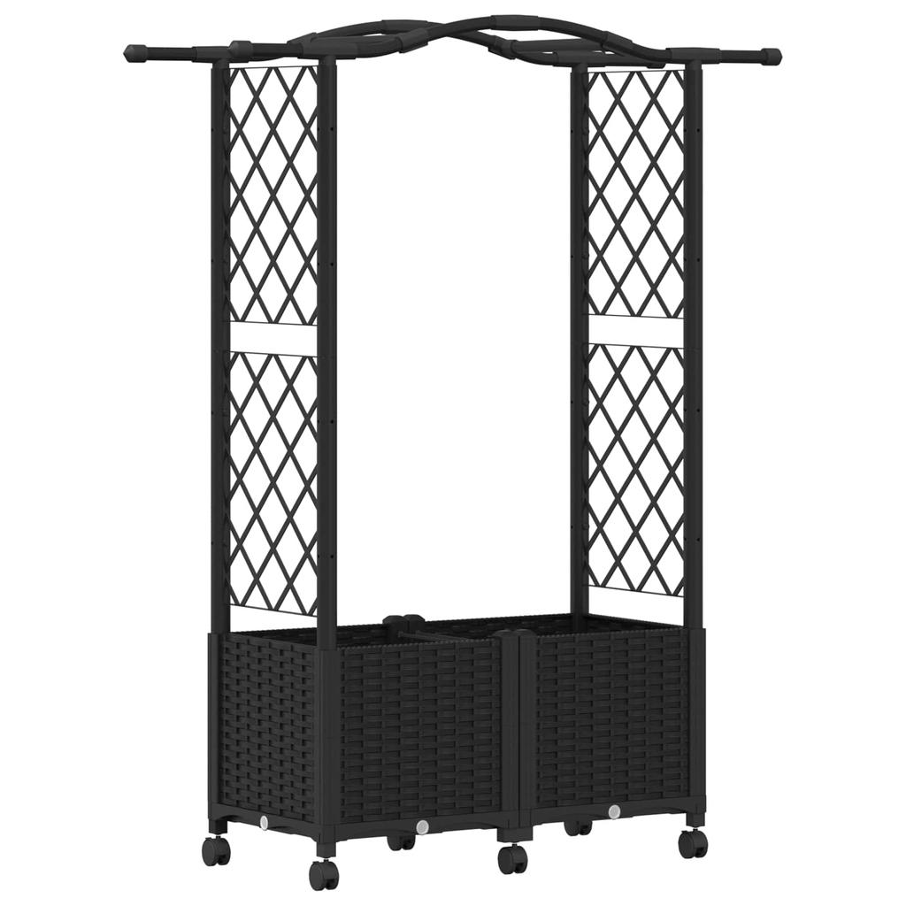 Raised Garden Bed with Trellis and Roof Black 125 X 40 X 144 Cm PP
