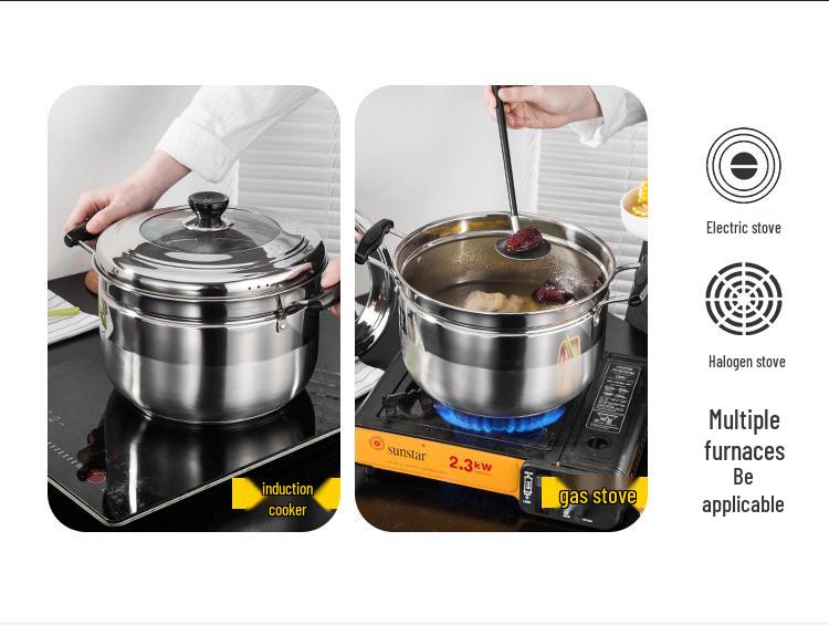 Compact Single-Layer Stainless Steel Steamer Pot – Multi-Functional Rice & Soup Cooker for Household Use