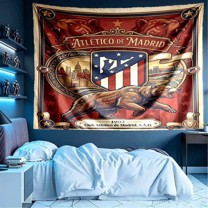 Club Atletico de Madrid Print Tapestry, Lightweight Wall Hanging, for Bedroom, Dorm, Living Room, Home Art Decor, Birthday Christmas Gift