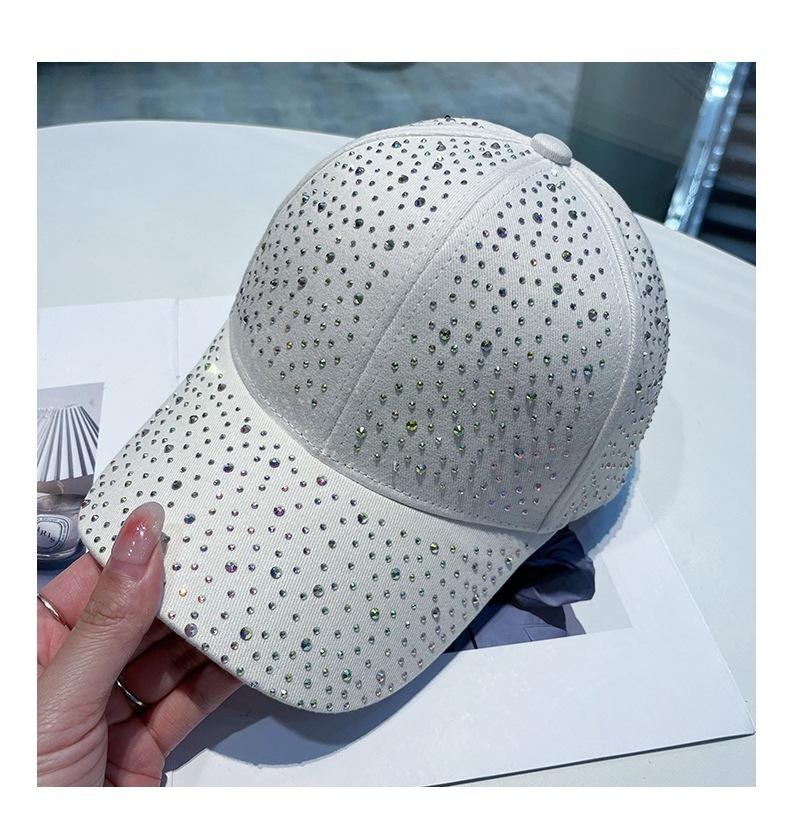 Korean-Style PVC Rhinestone Baseball Cap Women's Trendy Face-Slimming Full-Coverage Cotton Fabric Adjustable 6-Panel Four