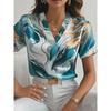 Women's Elegant Marble Print Short-sleeved Shirt Spring and Summer