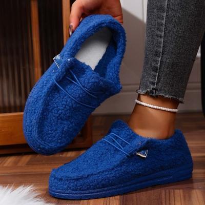 Women's Fleece-Lined Slip-On Snow Boots, Flat Casual Warm Winter Shoes, Comfortable Plus Size Footwear
