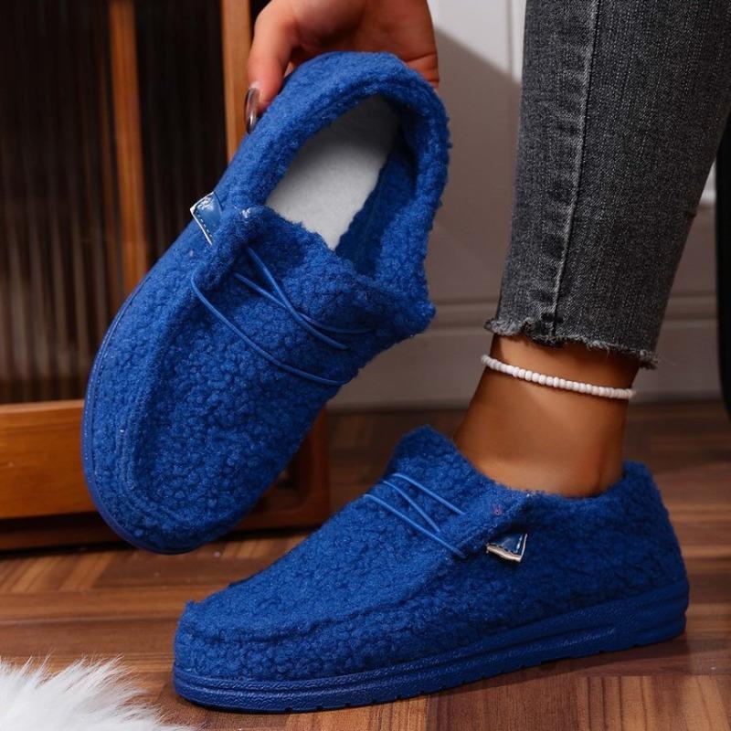 Women's Fleece-Lined Slip-On Snow Boots, Flat Casual Warm Winter Shoes, Comfortable Plus Size Footwear
