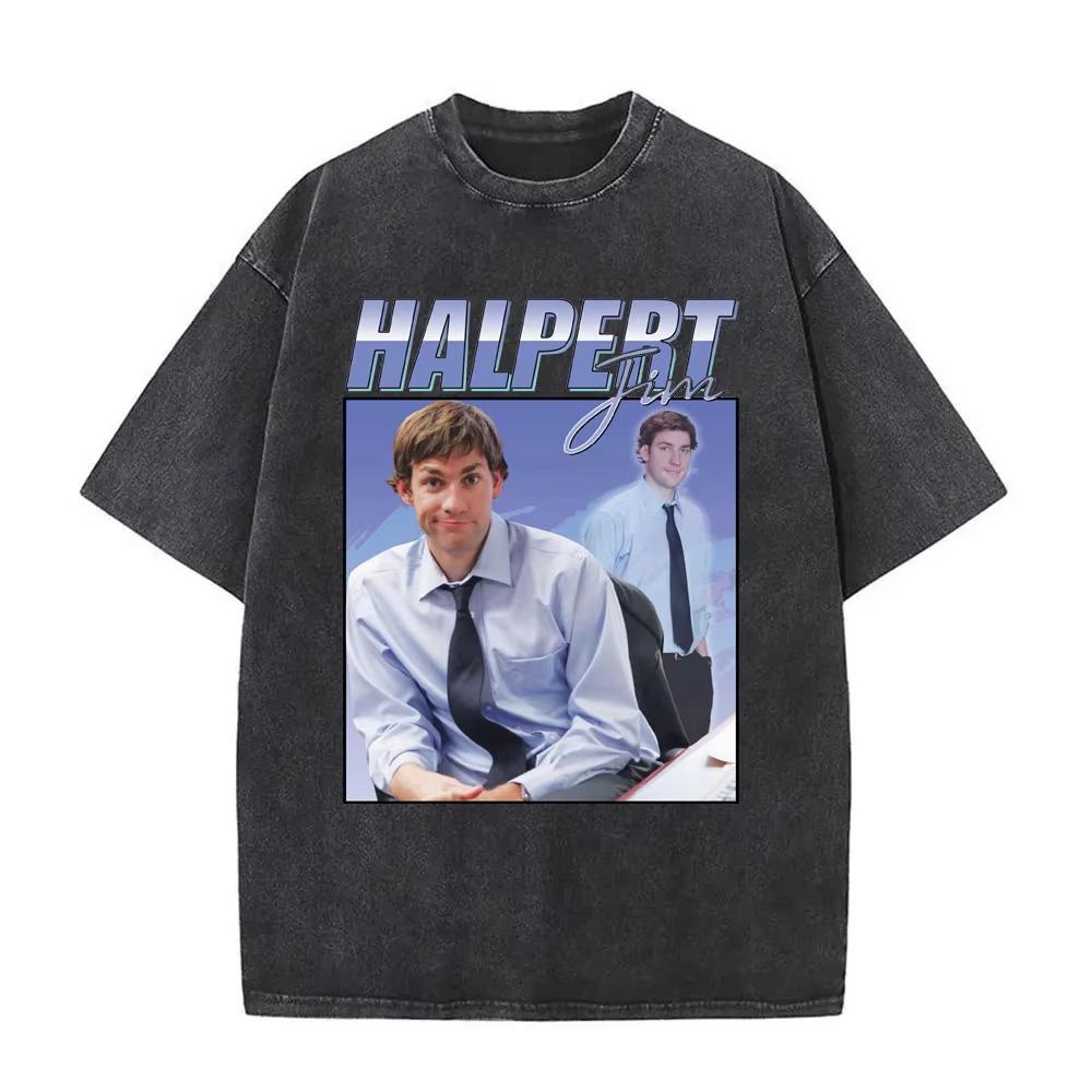 

The Office Dunder Mifflin Dwight Washed T-shirt Tv Show Scranton The Electric City T Shirts Mens Gothic Rock Vintage T-Shirts 3XL