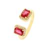 Geometric Colored Zircon Square Ring - Women's Niche Cold Fashion