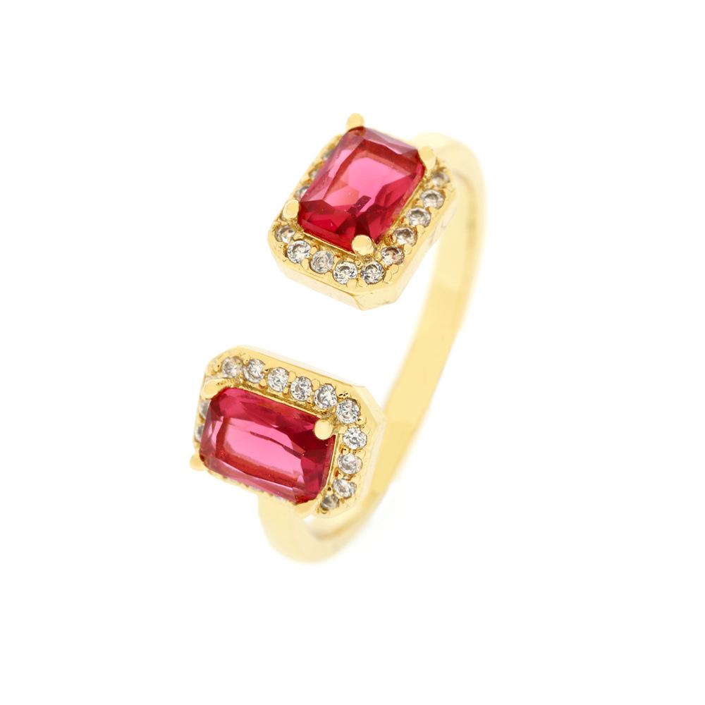 Geometric Colored Zircon Square Ring - Women's Niche Cold Fashion