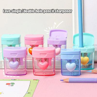 Cartoon Pencil Sharpener Double Hole Pencil Cutter Tool Student Stationery Simple School Office Supplies High Quality