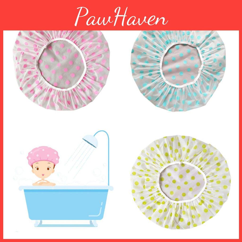 Waterproof Colored Polka Dot Shower Cap Reusable Adult Spa Accessory