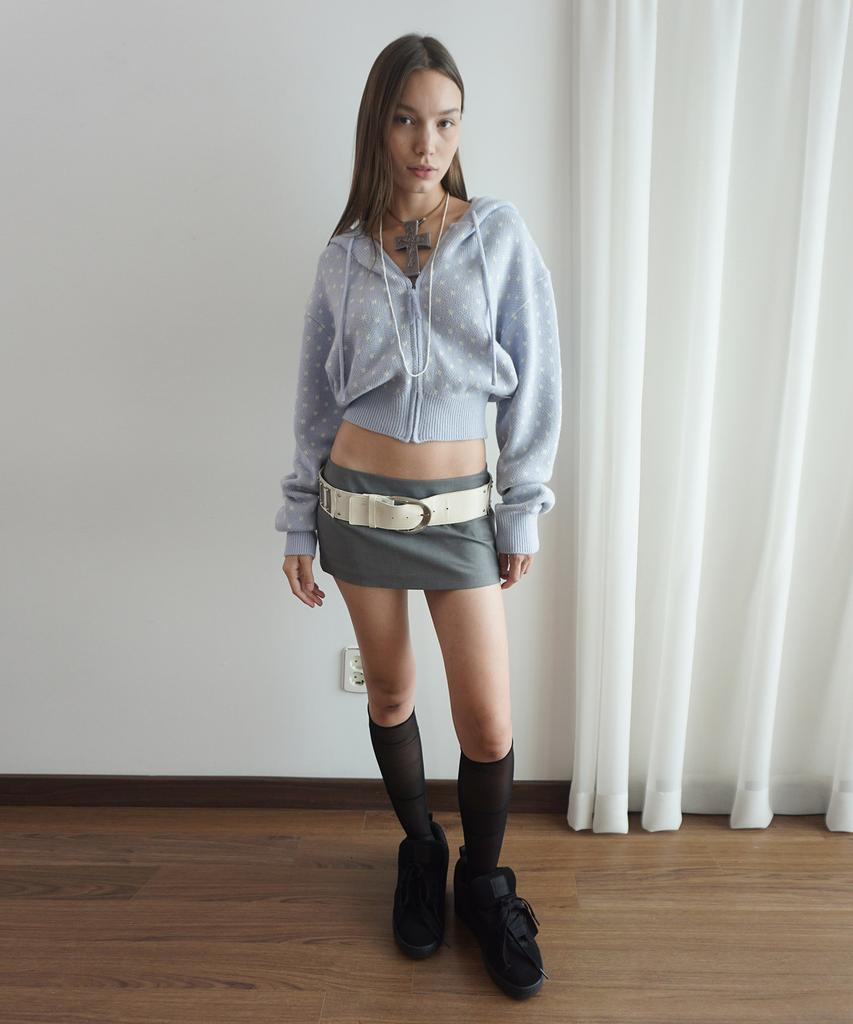 SCULPTOR Snowflake Knit Zip-Up Misty Blue