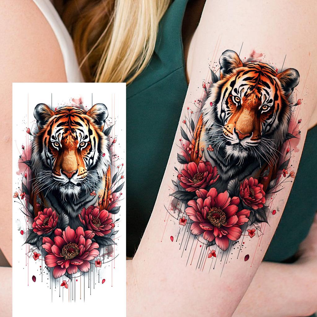 1 list Unikátní Akvarelový Lev Tygr Zvířata Dočasné Tetování Dlouhotrvající Vodotěsný Liška Sova Falešná Tetovací Nálepka Body Art Tetování