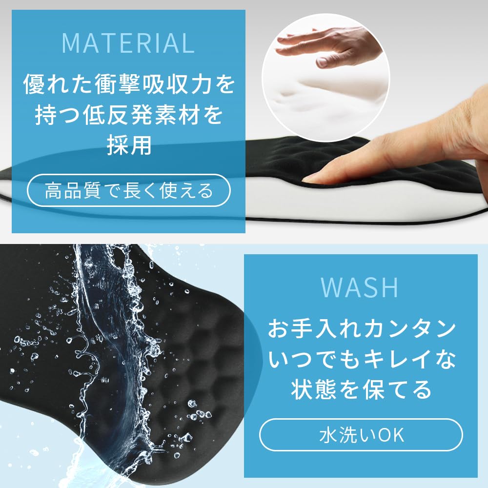 Memory Foam Mouse Pad with Wrist Integrated Reduces Washable Support, Breathable, Armrest, Fatigue, (Black)