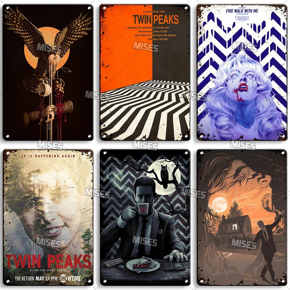 MISES Twin Peaks Classic TV Metal Sign Rusty Metal Poster Man Cave Garage Club Industrial Decor Decorative Plate Metal Plaque