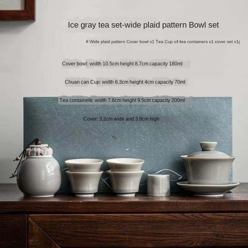 

Japanese Ice Gray Glaze Porcelain Kung Fu Tea Set Household Tureen Side Handle Pot Set Ceramic Tea Set Chinese Tea Set Tea Cup